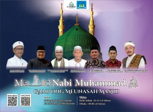 Warga Gampong Meunasah Mesjid Kecamatan Muara Dua, Kota Lhokseumawe akan memperingati Maulid Nabi Muhammad SAW tahun 1446 Hijriyah yang dipusatkan di Masjid Al-Mabrur pada tanggal 16 September 2024 Masehi atau bertepatan dengan 12 Rabiul Awal 1446 Hijriyah. Peringatan maulid Nabi Muhammad SAW di Masjid Al-Mabrur akan dimulai setelah Shalat Shubuh Berjamaah pada hari Senin Shubuh tanggal 16 September 2024. Adapun yang menjadi penceramah shubuh memperingati maulid adalah Tgk. Nasruddin Abdullah, S.Sy, M.Ag, yang merupakan Pimpinan Dayah Riyadhatul Qulub Punteut Kecamatan Blang Mangat Kota Lhokseumawe. Setelah ceramah dan shalawat akan dilanjutkan dengan makan kenduri bersama, yang dikoordinir oleh Badan Kemakmuran Masjid (BKM) Masjid Al-Mabrur. Demikian disampaikan oleh Sekretaris BKM Masjid Al-Mabrur Tgk. Fachrul Radhi, S.H. Warga Maunasah Mesjid Akan Memperingati Maulid Nabi Muhammad SAW di Masjid Al-Mabrur pada 12 Rabiul Awal 1446 Hijriyah Kemudian pada siang hari yang sama, yaitu hari Senin, tanggal 16 September 2024 akan dilanjutkan dengan peringatan maulid oleh Warga Gampong Meunasah Mesjid yang dikoordinir oleh Pemerintah Gampong Meunasah Mesjid bersama 7 Kepala Dusun/Imum Dusun yang ada dalam Gampong Meunasah Mesjid. Keuchik Gampong Meunasah Mesjid, Drs. H. Murtadha, MSM mengharapkan kepada seluruh warga Gampong Meunasah Mesjid untuk membawa kenduri maulid berupa Bu Kulah, Nasi Minyak atau Nasi Kotak. Selain itu diharapkan juga untuk membawa Pulot, Pisang dan Air Minum, serta sedekah seikhlasnya. Kenduri maulid supaya dapat diantar ke Masjid Al-Mabrur mulai jam 9 pagi, dan diserahkan melalui Kepala Dusun/Imum Dusun masing-masing atau panitia lainnya. Lebih lanjut Keuchik Murtadha menyampaikan peringatan maulid kali ini akan menampilkan 2 Tim Dzikir Barzanji untuk membaca dzikir, shalawat dan doa. Kedua tim tersebut yaitu Tim Dzikir Barzanji dari Dayah Darul Mukhlishin Al-Munawwarah dan Balai Pengajian Daruz Dzikri Ar-Radhi. Pemerintah Gampong Meunasah Mesjid secara khusus mengundang seluruh Anak Yatim Gampong Meunasah Mesjid dan seluruh masyarakat Gampong Meunasah Mesjid untuk dapat hadir ke Masjid Al-Mabrur dalam rangka memperingati Maulid Nabi Muhammad SAW, tutup Pak Keuchik.