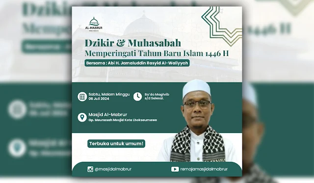 Nanti Malam Dzikir dan Muhasabah di Masjid Al-Mabrur, Menyambut Tahun Baru 1446 Hijriyah 2