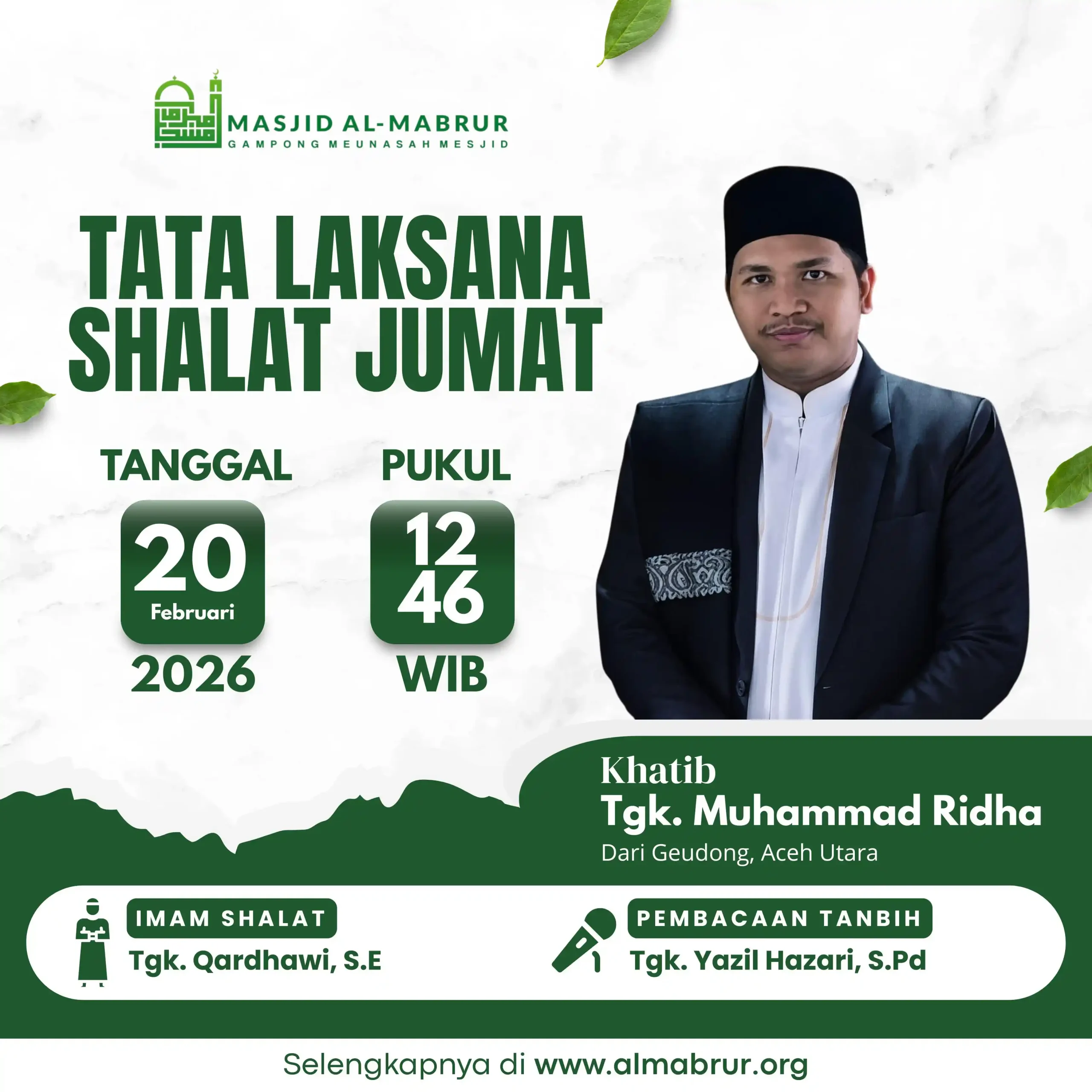 Agenda Jum'at 20 Februari 2026