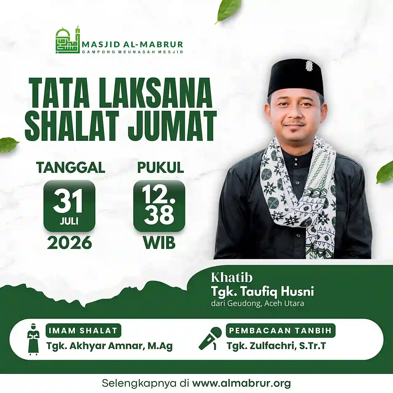 Agenda Jum'at, 31 Juli 2026