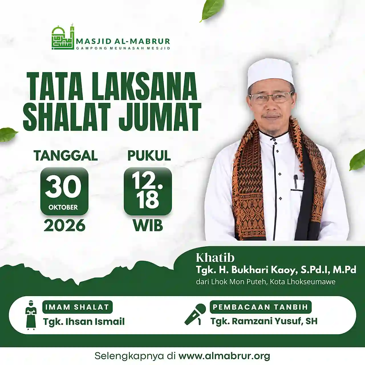 Agenda Jum'at, 30 Oktober 2026